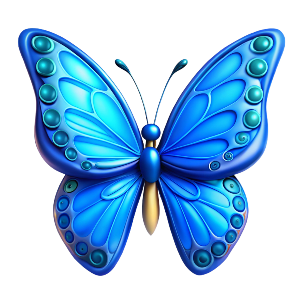 melancholic elegant A vibrant blue butterfly with intricate wing patterns, NO BACKGROUND with Transparent Background. high quality png