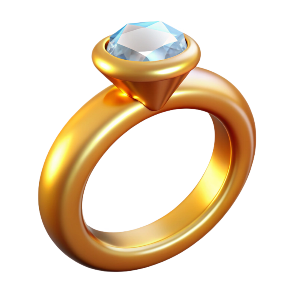unforgettable art deco A gleaming gold wedding ring with a diamond solitaire, NO BACKGROUND with Transparent Background. ultra HD png