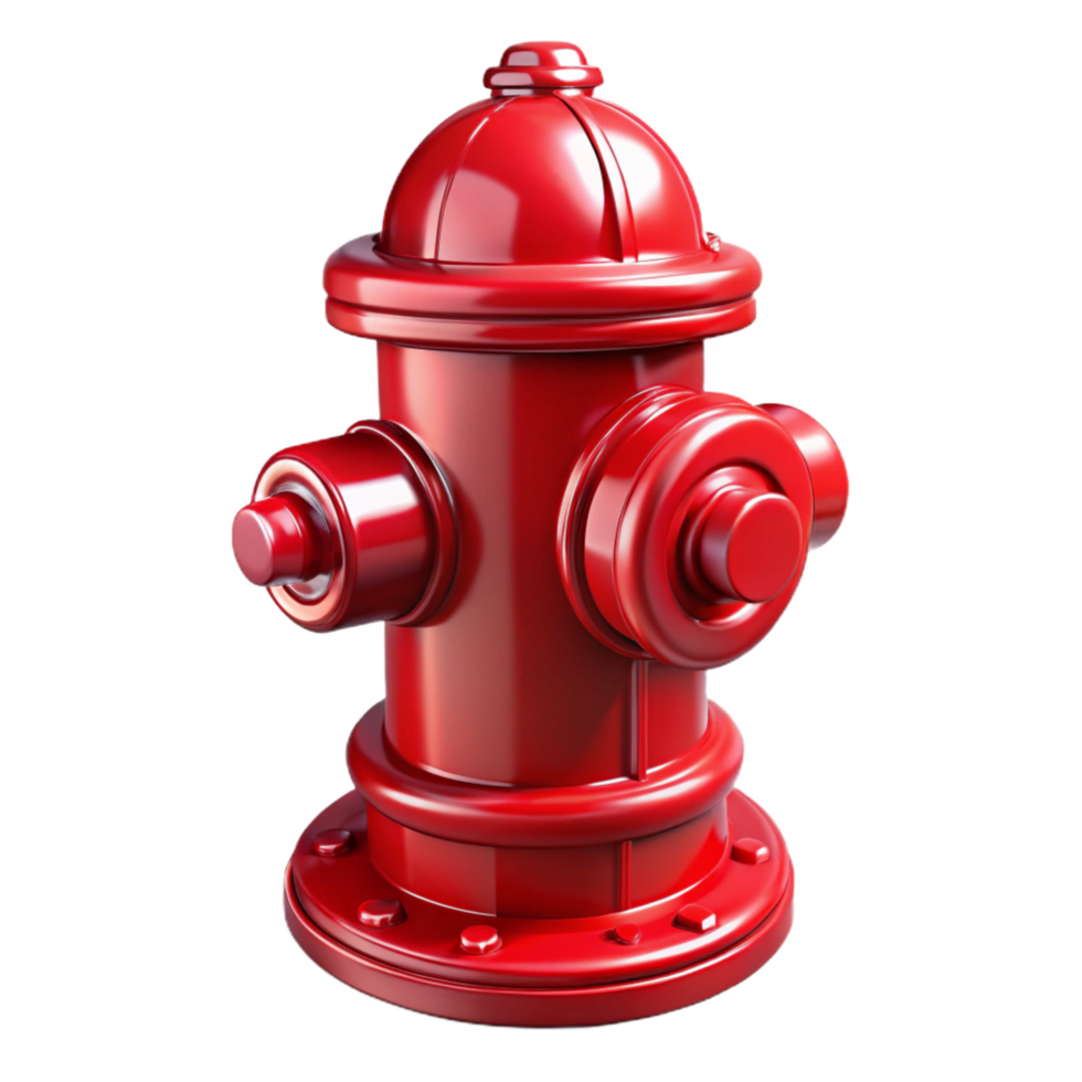 celebrated retro A classic, shiny red fire hydrant, NO BACKGROUND with Transparent Background. flawless png