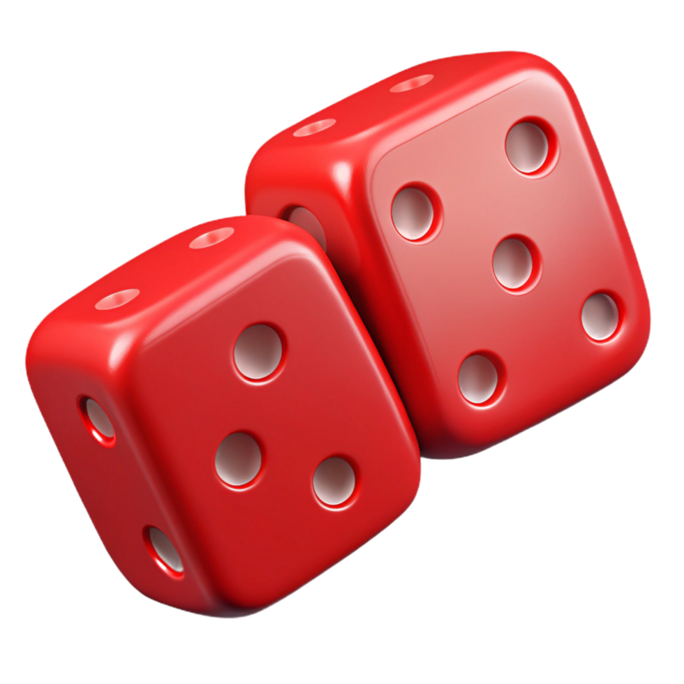 alluring dynamic creative A pair of red dice, showing snake eyes, NO BACKGROUND with Transparent Background. sharp png