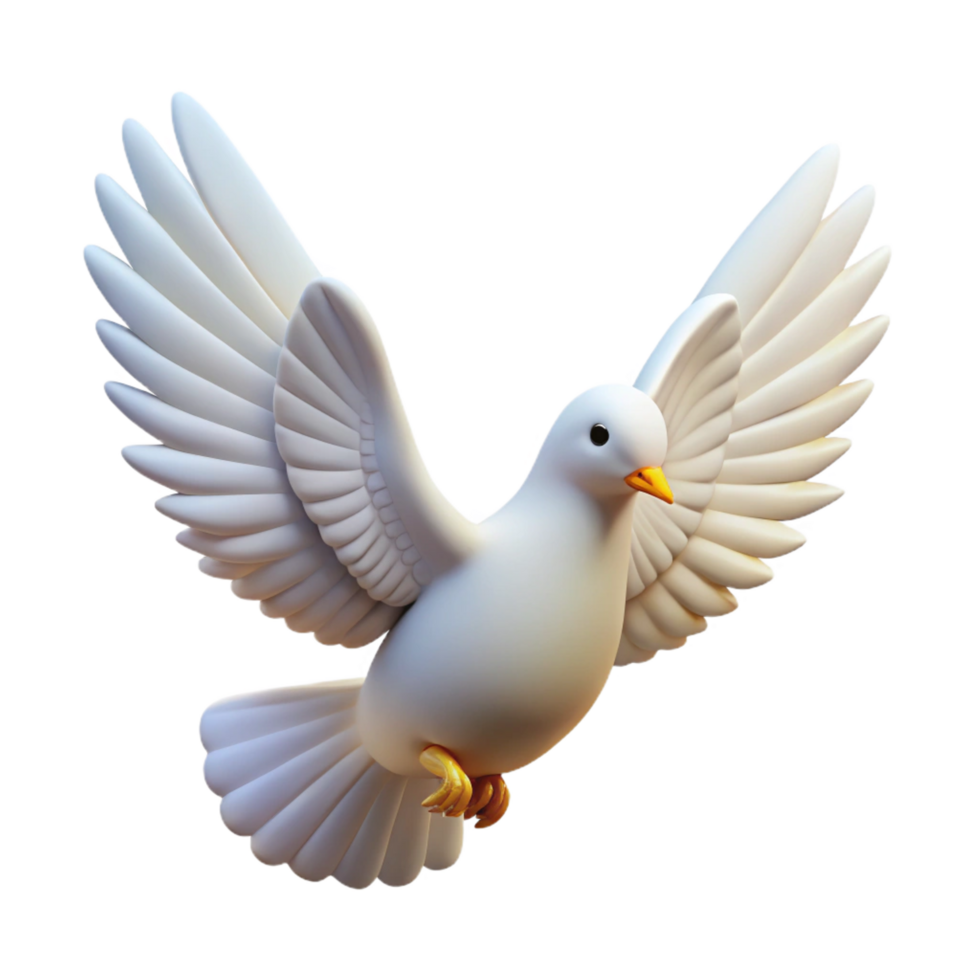 whimsical beautiful A single, white dove, wings slightly spread, NO BACKGROUND with Transparent Background. original png