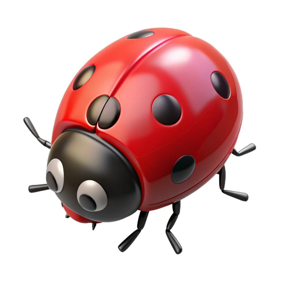 melancholic mesmerizing A single, red ladybug, crawling, NO BACKGROUND with Transparent Background. ultra HD png