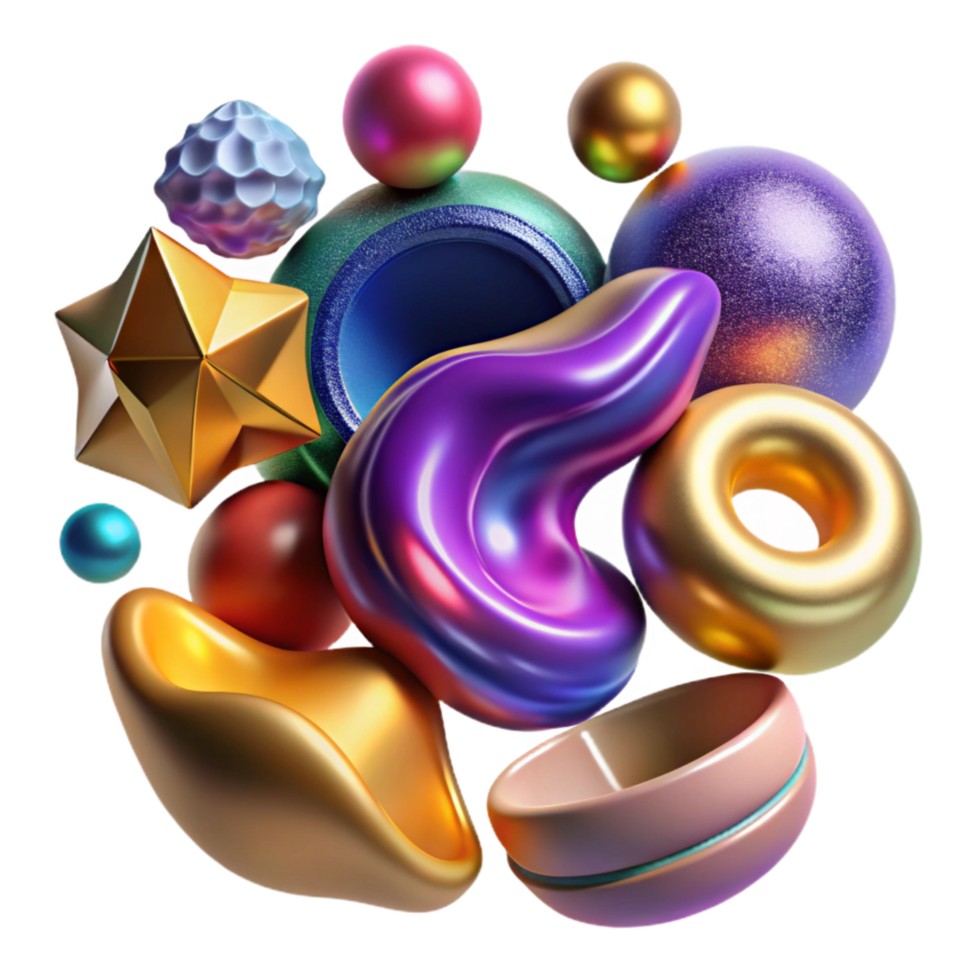 serene vintage Multicolored Abstract Shapes Cutout Collection genuine png