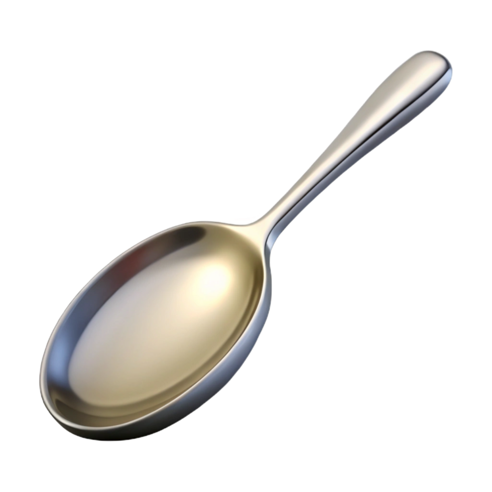 exemplary industrial A single, silver spoon, polished, NO BACKGROUND with Transparent Background. flawless png
