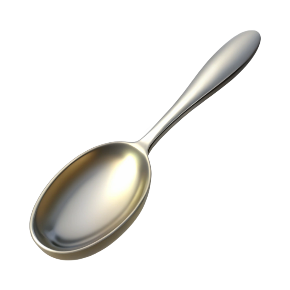 extraordinary traditional A single, silver spoon, polished, NO BACKGROUND with Transparent Background. museum quality png