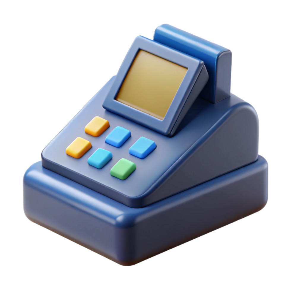 distinguished futuristic A POS terminal, retail technology. NO BACKGROUND with Transparent Background. genuine png