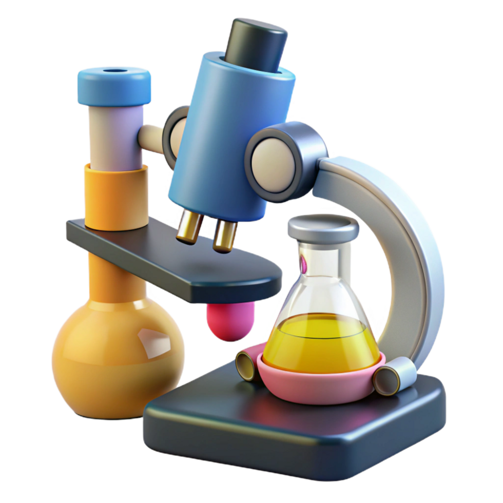 iconic vintage A microscope, laboratory equipment. NO BACKGROUND with Transparent Background. original png