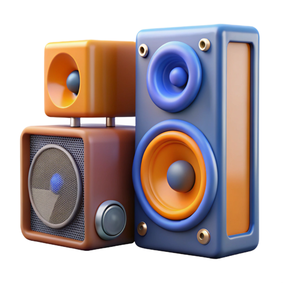 pristine futuristic A speaker, audio equipment. NO BACKGROUND with Transparent Background. studio quality png