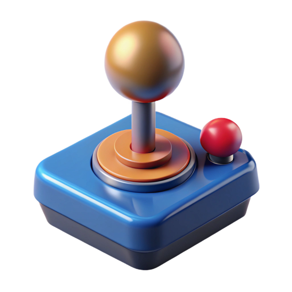 nostalgic striking A retro arcade joystick. NO BACKGROUND with Transparent Background. expertly shot png