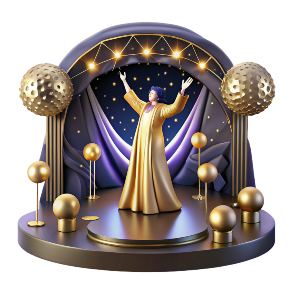 elegant classic Opera Singer and Stage Lights Cutout with Dramatic Scene Isolated high quality png
