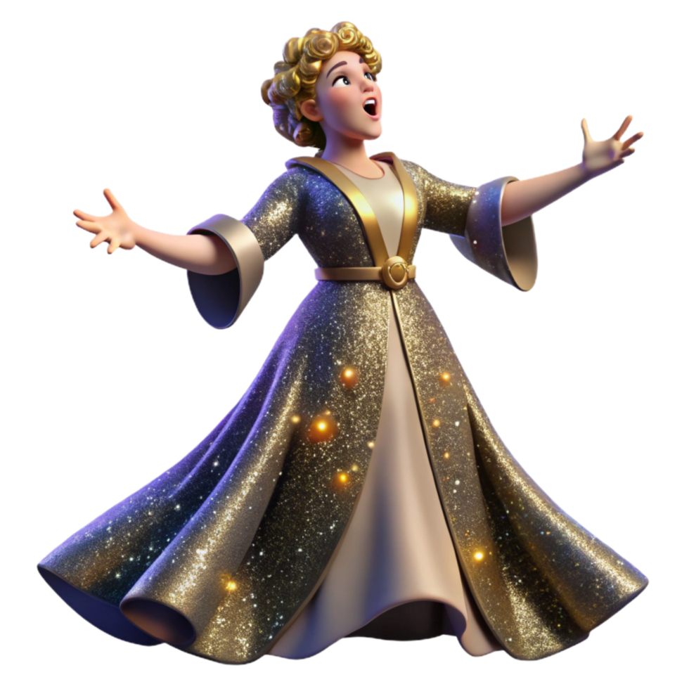 impressive abstract Opera Singer Cutout with Dramatic Pose Isolated professional png
