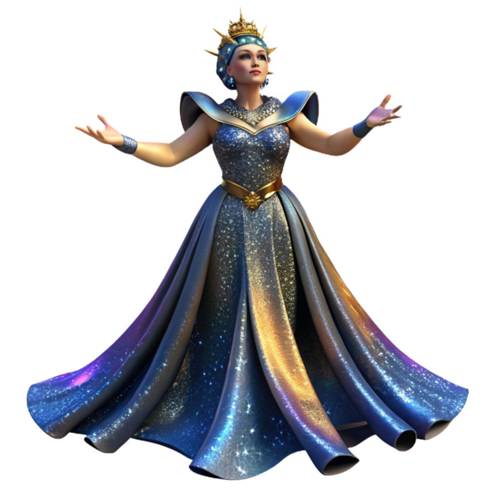 beautiful modern Opera Singer Isolated with Dramatic Pose and Elegant Gown premium png