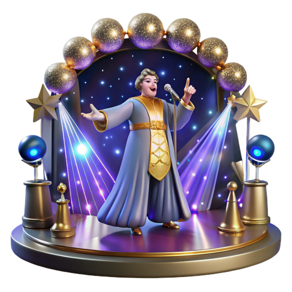 impressive modern Opera Singer and Stage Lights Cutout with Dramatic Scene Isolated authentic png