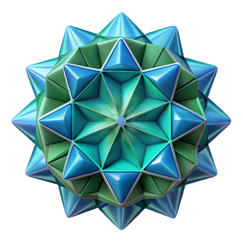 memorable baroque A geometric fractal pattern in shades of blue and green. NO BACKGROUND with Transparent Background. gallery standard png