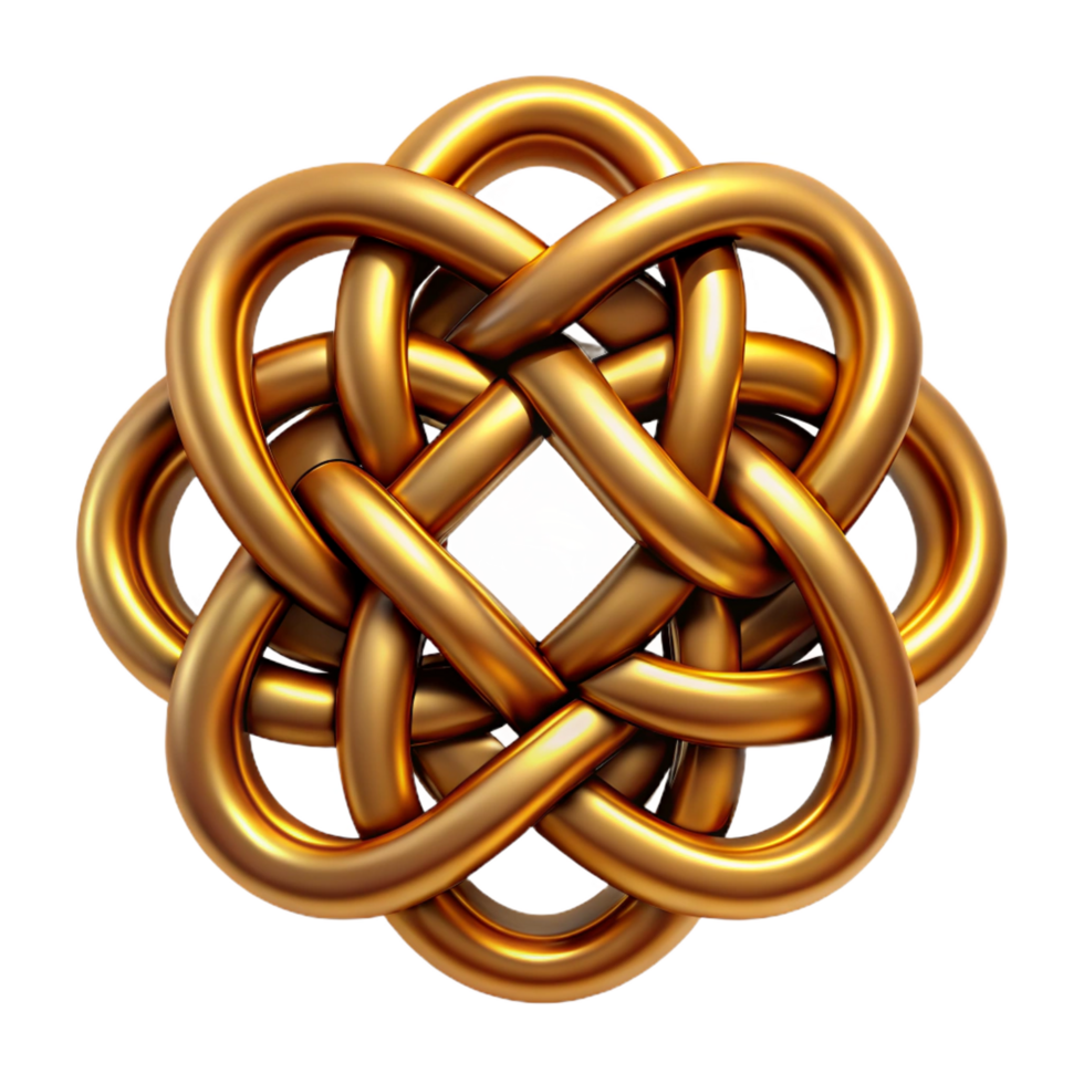 dazzling classic An intricate Celtic knot design in metallic gold. NO BACKGROUND with Transparent Background. precision png