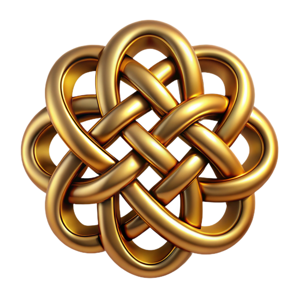mysterious immaculate An intricate Celtic knot design in metallic gold. NO BACKGROUND with Transparent Background. ultra HD png