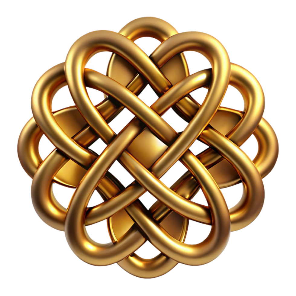 passionate mesmerizing An intricate Celtic knot design in metallic gold. NO BACKGROUND with Transparent Background. luxury png