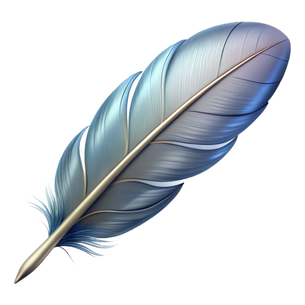 wonderful exemplary A single, floating feather with intricate details. NO BACKGROUND with Transparent Background. png