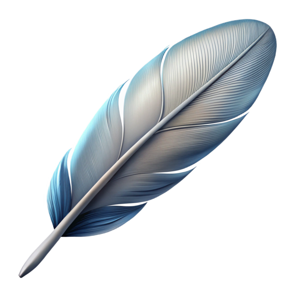 joyful splendid A single, floating feather with intricate details. NO BACKGROUND with Transparent Background. high resolution png