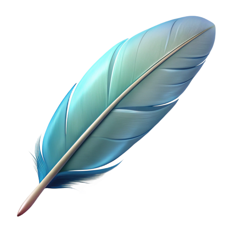 nostalgic enchanting A single, floating feather with intricate details. NO BACKGROUND with Transparent Background. 8K png