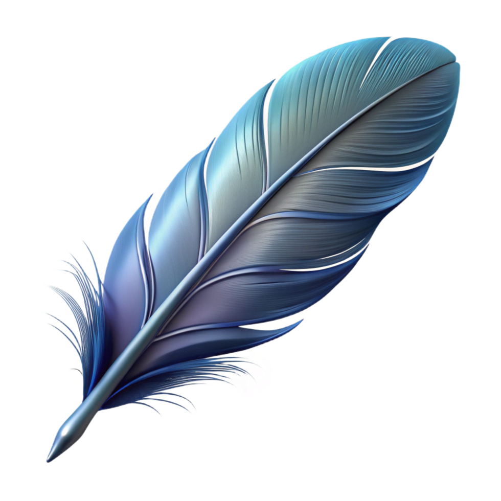 exquisite geometric A single, floating feather with intricate details. NO BACKGROUND with Transparent Background. perfect clarity png