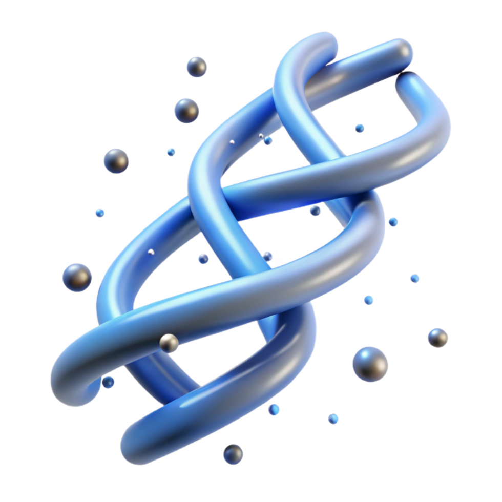 signature creative A stylized DNA double helix made of light particles. NO BACKGROUND with Transparent Background. sharp png