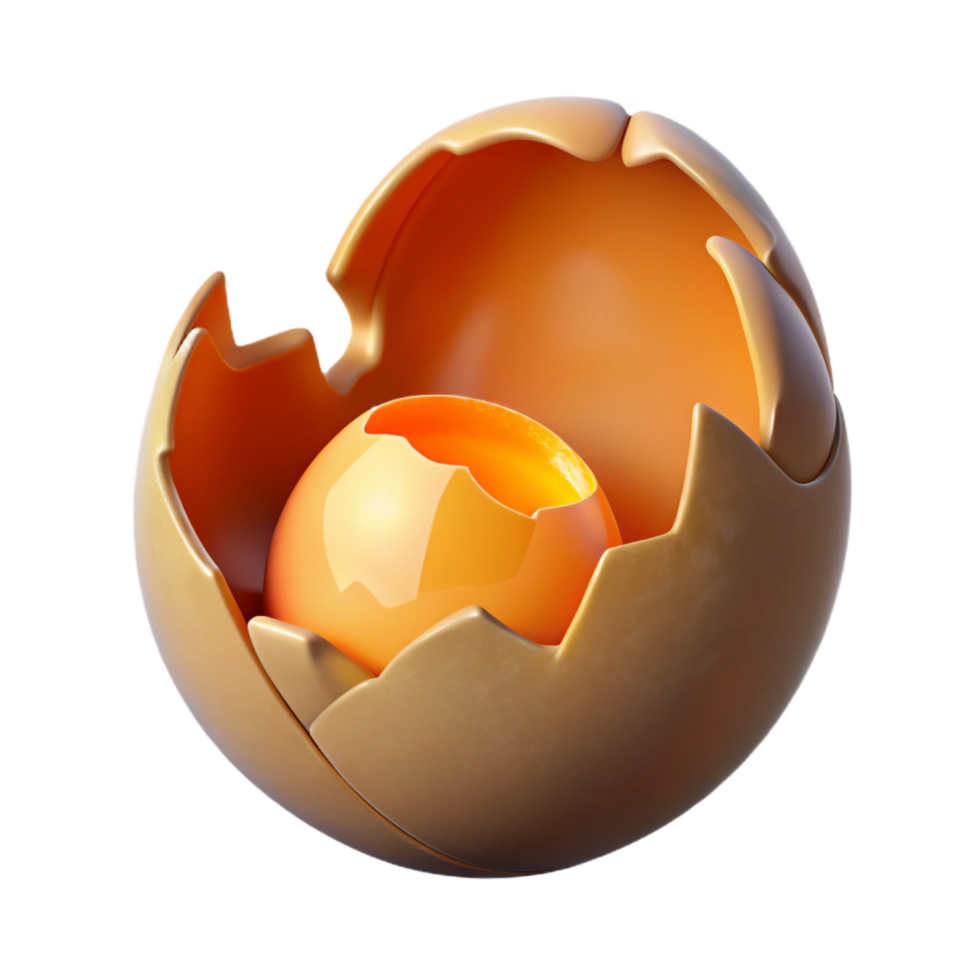 mesmerizing exceptional A single, cracked egg shell with glowing interior. NO BACKGROUND with Transparent Background. png