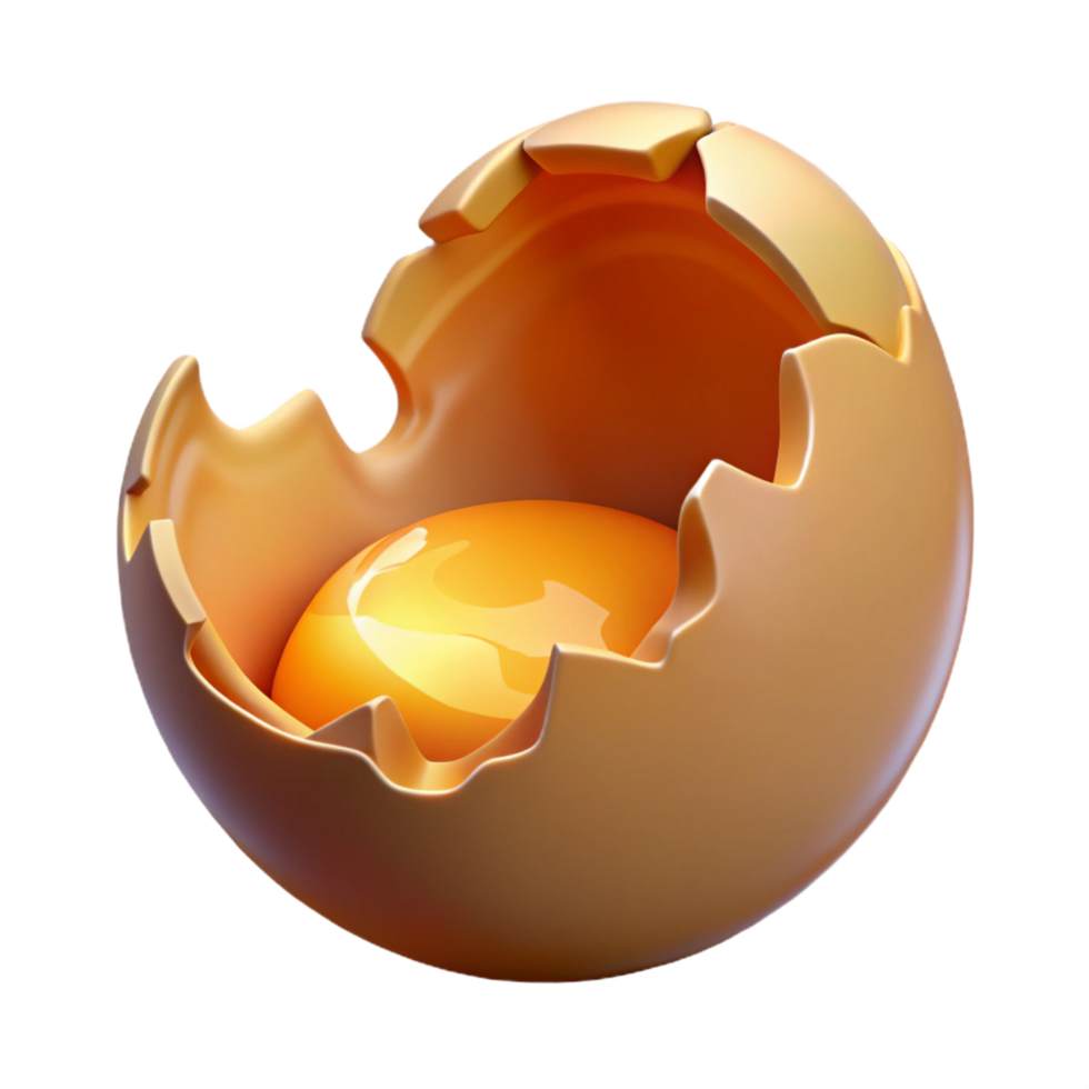 mysterious stunning A single, cracked egg shell with glowing interior. NO BACKGROUND with Transparent Background. crisp png