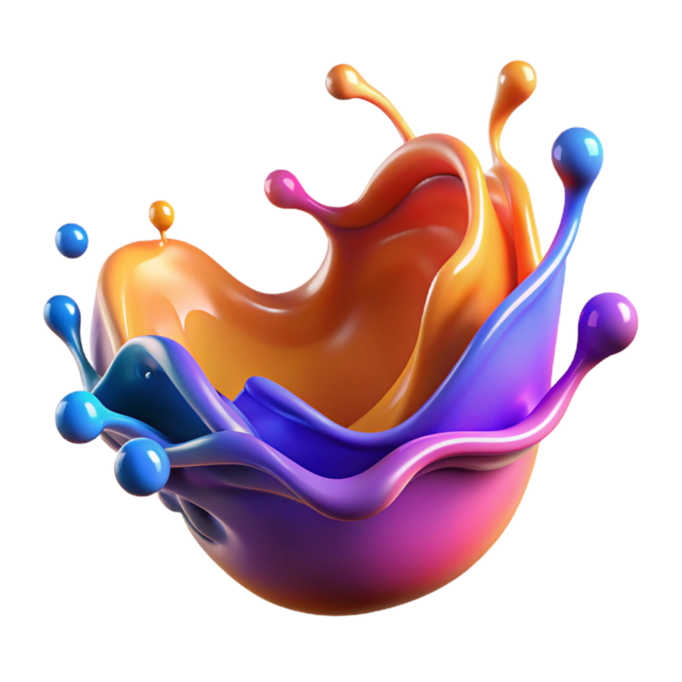 alluring unforgettable A dynamic splash of colorful liquid suspended in mid-air. NO BACKGROUND with Transparent Background. png