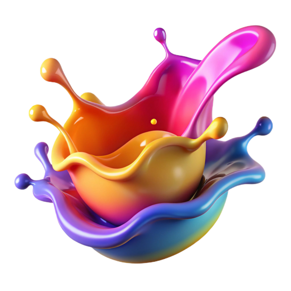 joyful immaculate A dynamic splash of colorful liquid suspended in mid-air. NO BACKGROUND with Transparent Background. handcrafted png