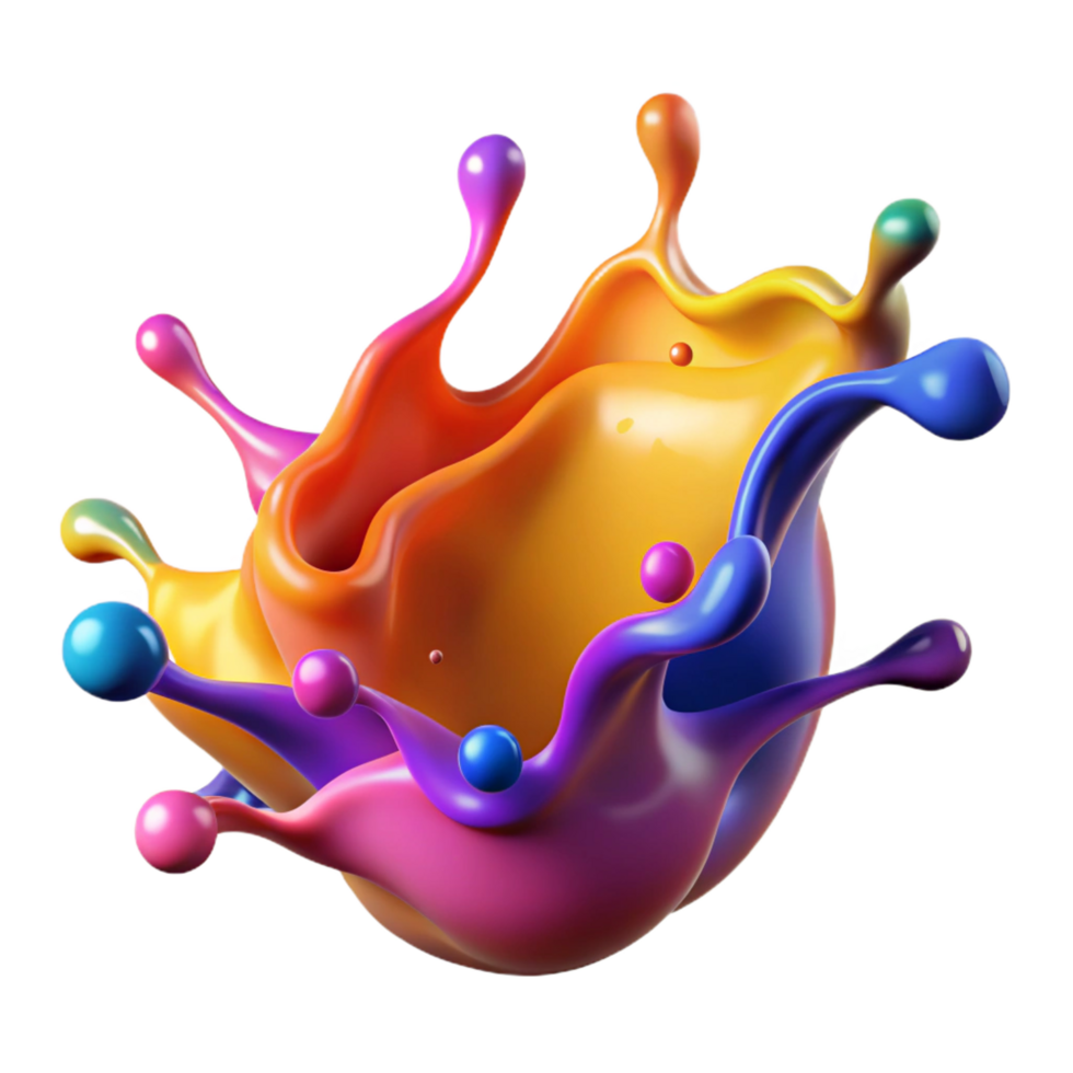 splendid memorable A dynamic splash of colorful liquid suspended in mid-air. NO BACKGROUND with Transparent Background. png