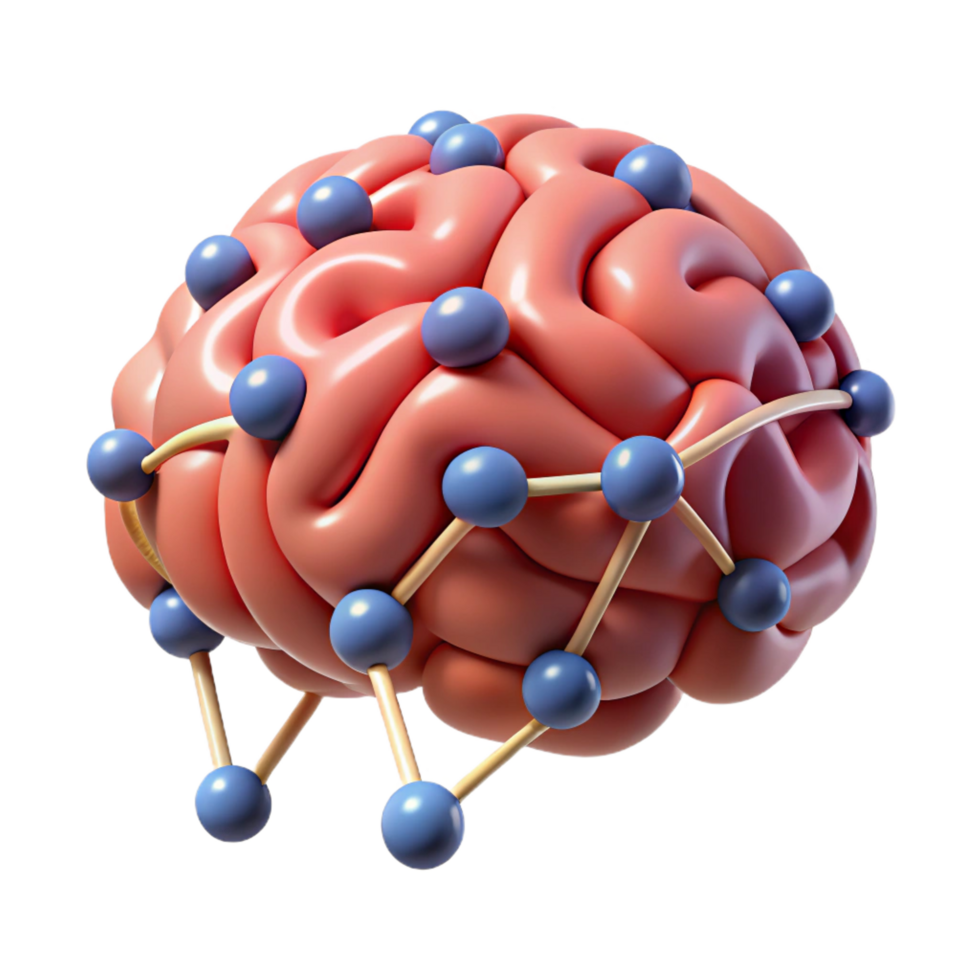 gorgeous harmonious traditional A stylized brain with interconnected neural pathways. NO BACKGROUND with Transparent Background. detailed png