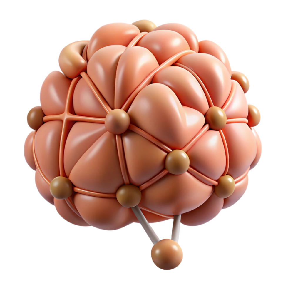 peaceful pristine A stylized brain with interconnected neural pathways. NO BACKGROUND with Transparent Background. perfect clarity png