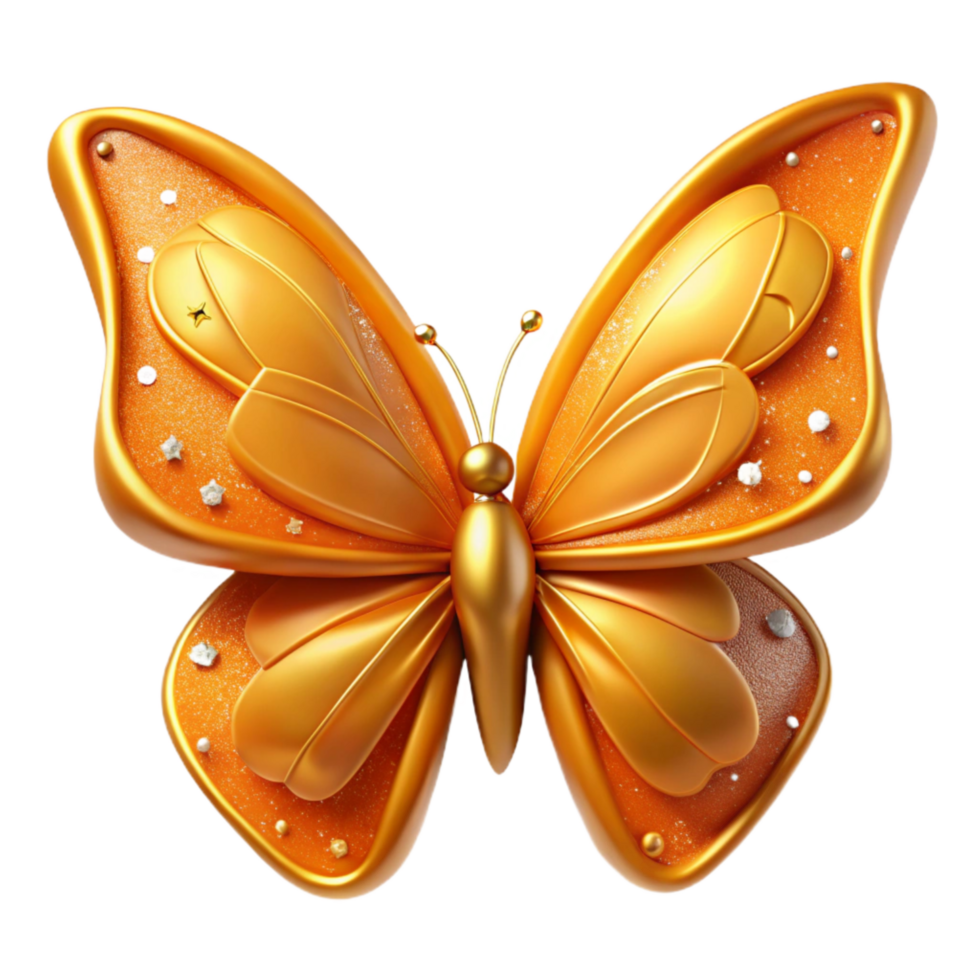 vibrant abstract Orange Butterfly Perfect Symmetry Isolated Element detailed png