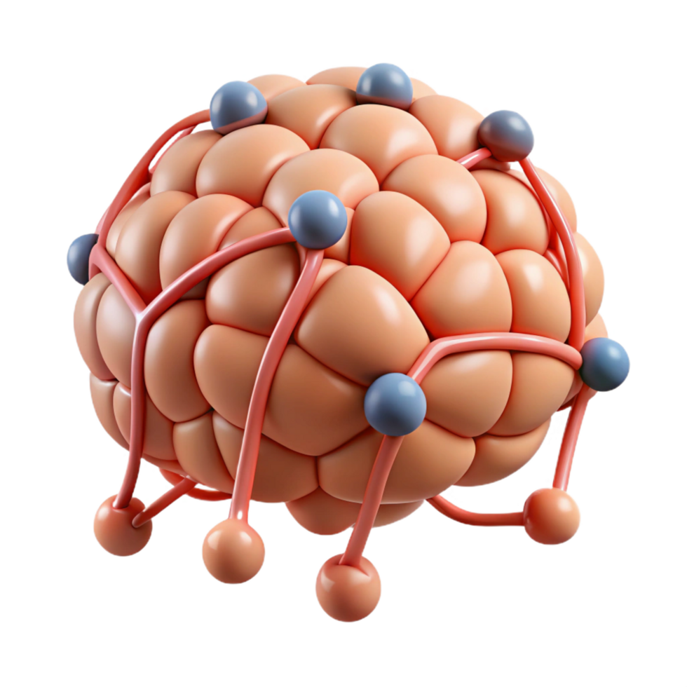 radiant creative A stylized brain with interconnected neural pathways. NO BACKGROUND with Transparent Background. ultra HD png