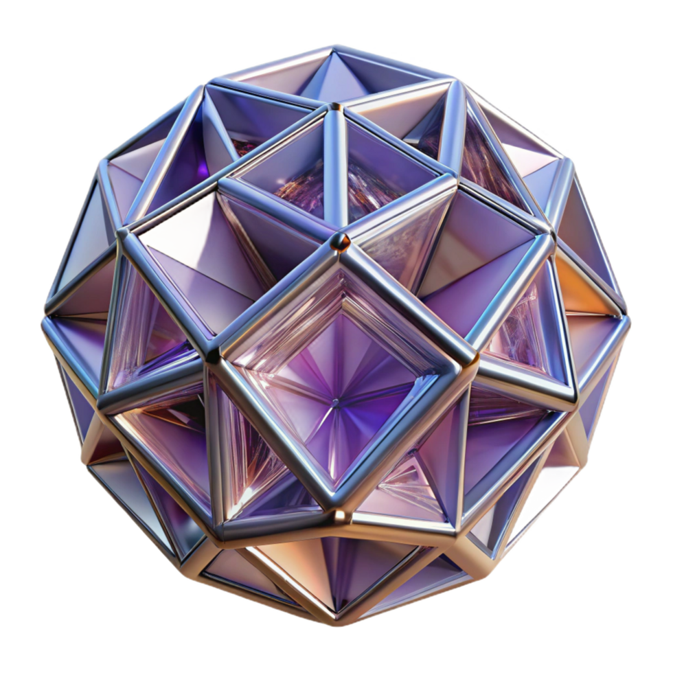 spectacular intense baroque A complex, geometric structure resembling a crystal. NO BACKGROUND with Transparent Background. studio quality png