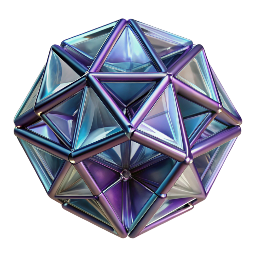 rare creative A complex, geometric structure resembling a crystal. NO BACKGROUND with Transparent Background. refined png
