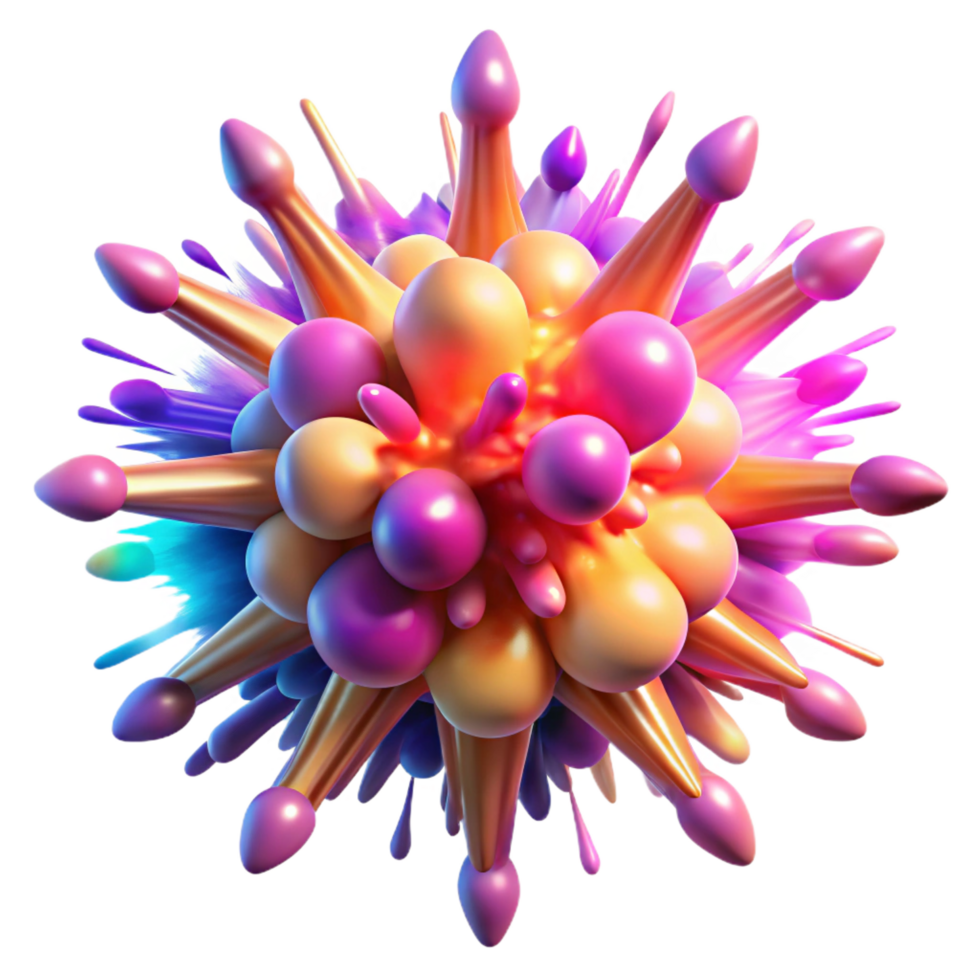 unparalleled organic A dynamic, exploding supernova of colorful particles. NO BACKGROUND with Transparent Background. refined png