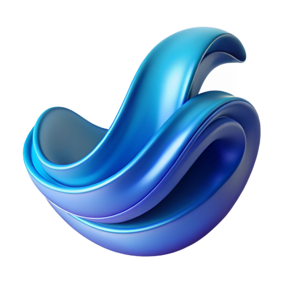 celebrated classic A flowing, abstract wave form in shades of blue. NO BACKGROUND with Transparent Background. refined png