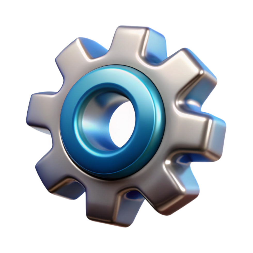 fascinating ethereal bohemian A single, stylized gear made of metallic cogs. NO BACKGROUND with Transparent Background. 8K png