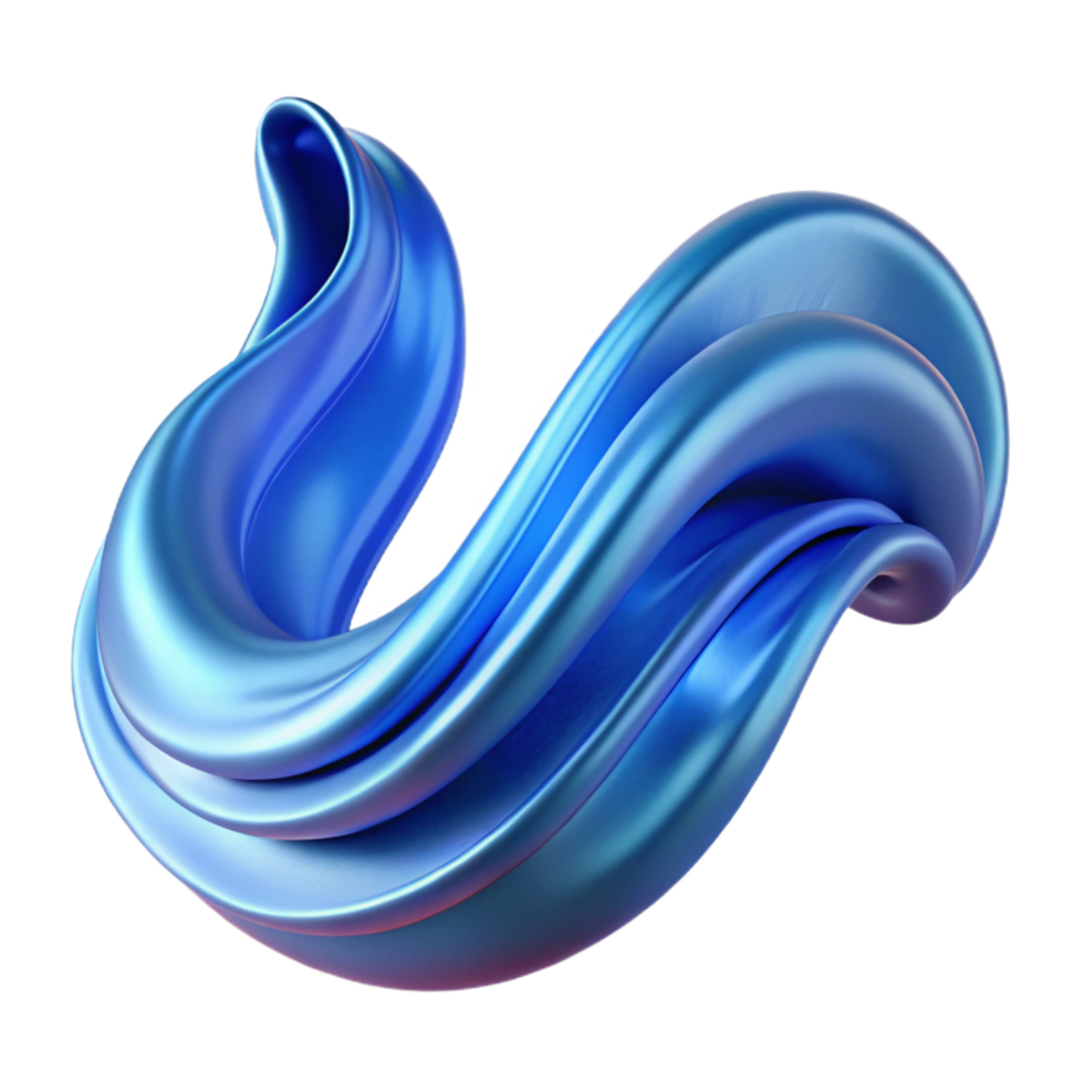 dazzling harmonious urban A flowing, abstract wave form in shades of blue. NO BACKGROUND with Transparent Background. handcrafted png