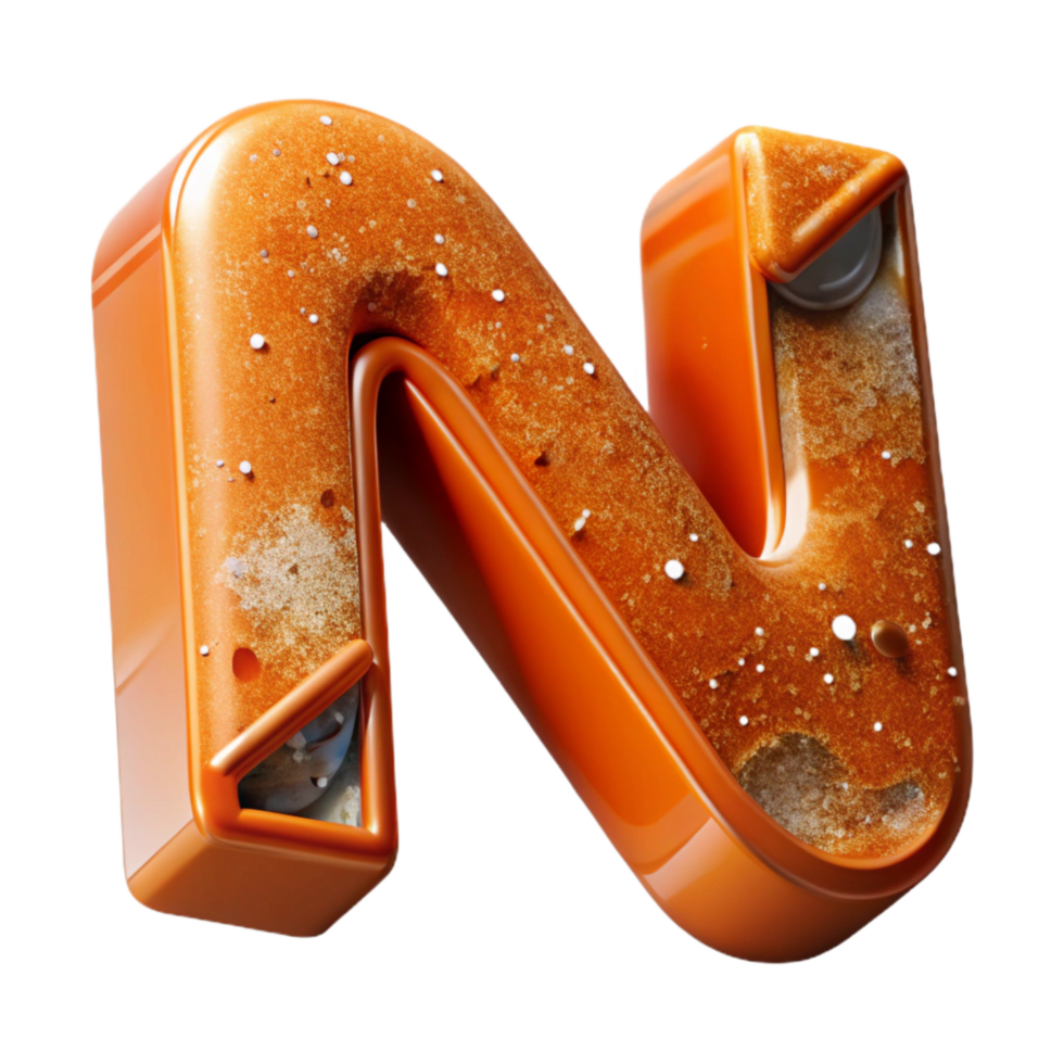 dramatic rustic Orange Distressed Letter N Cutout Transparent Background png