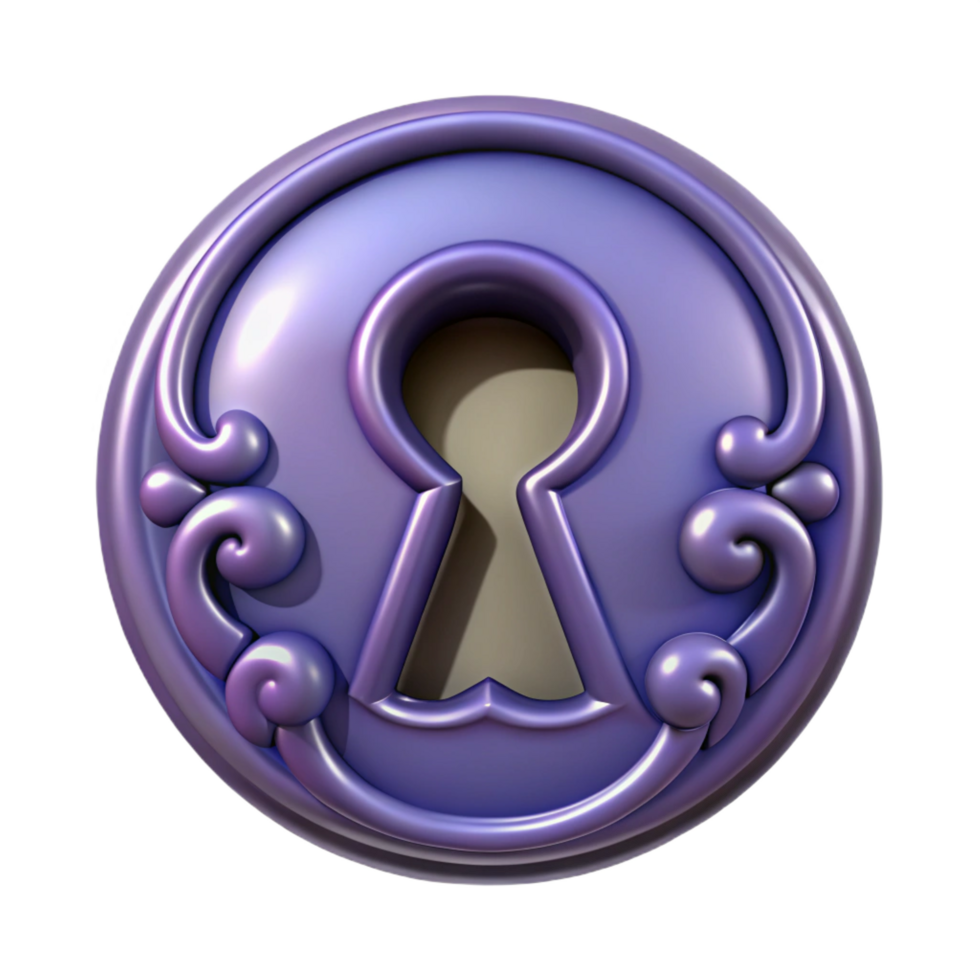 sumptuous renaissance A single, stylized keyhole with intricate details. NO BACKGROUND with Transparent Background. flawless png