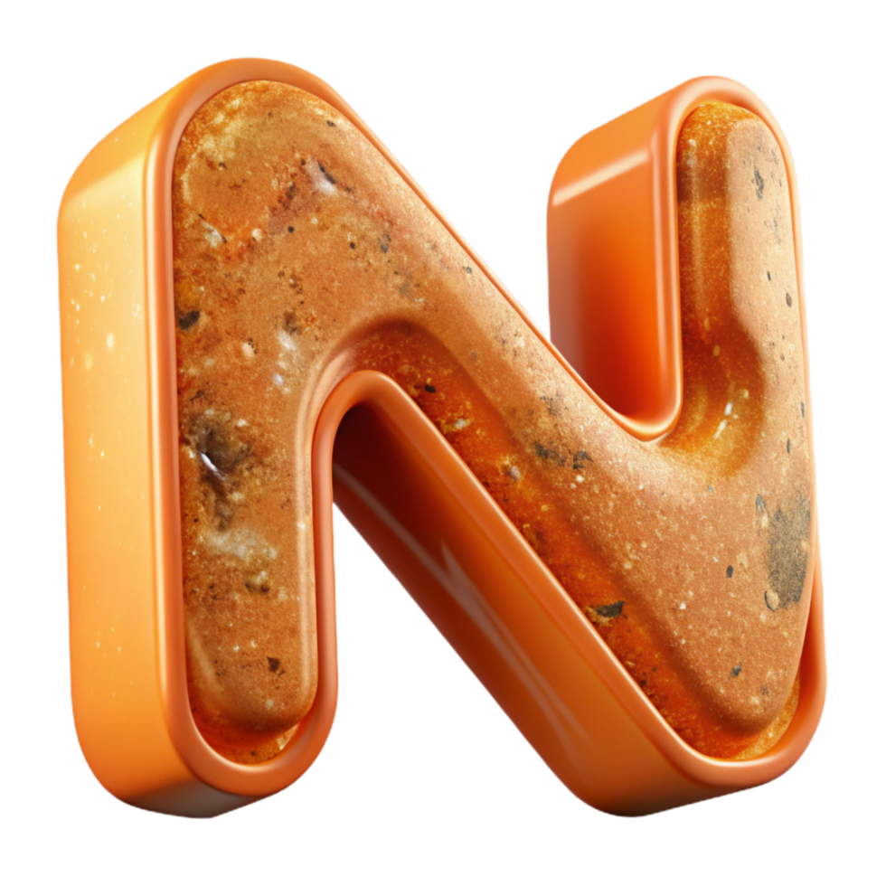 elegant creative Orange Distressed Letter N Cutout Transparent Background exclusive png