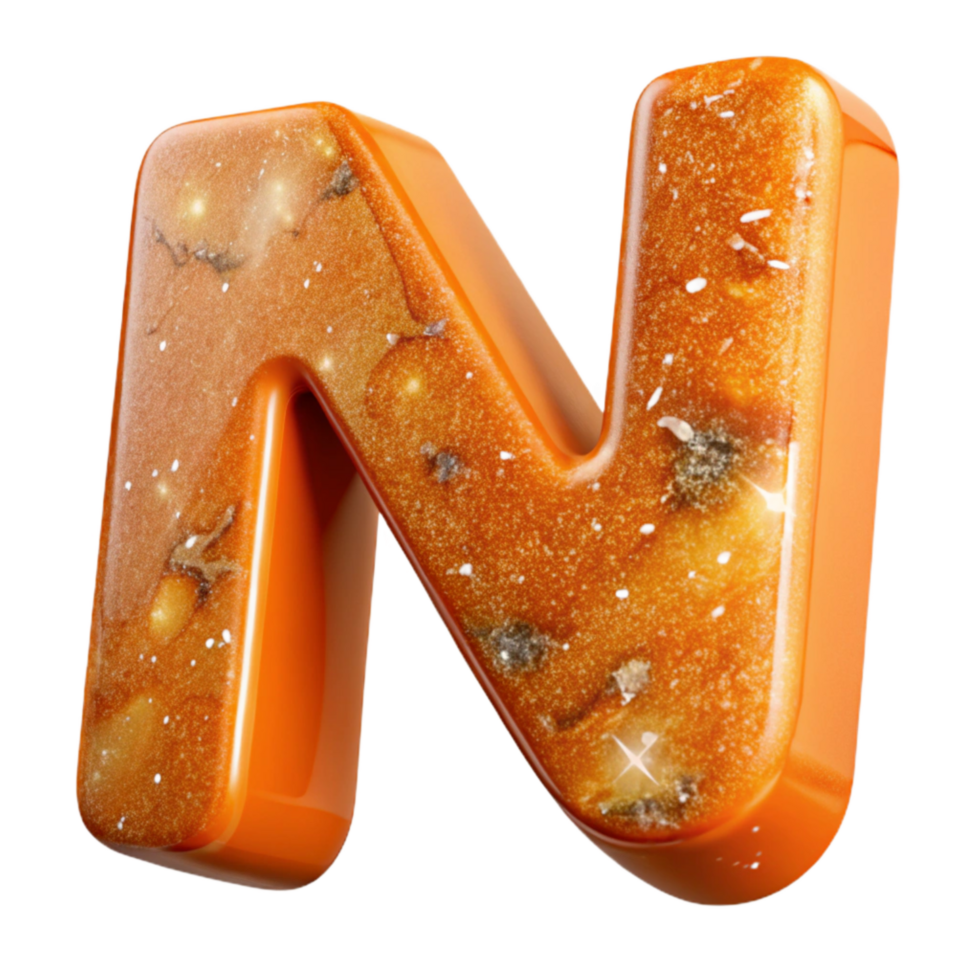 extraordinary abstract Orange Distressed Letter N Cutout Transparent Background authentic png
