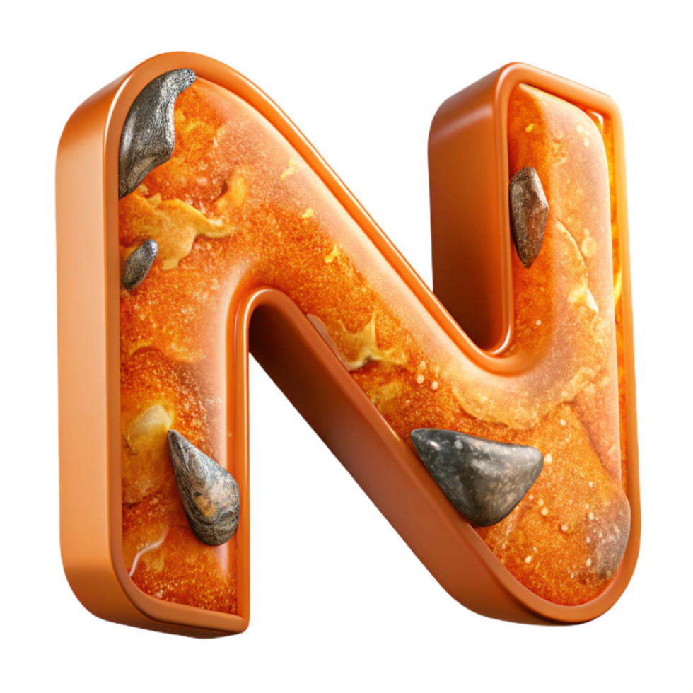 magnificent vintage Orange Distressed Letter N Cutout Transparent Background authentic png