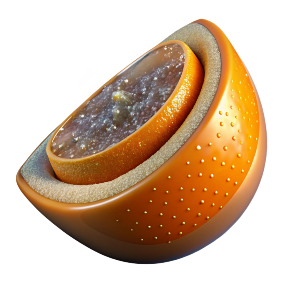 vibrant abstract Orange Slice 3d Model with Pulp Transparent genuine png