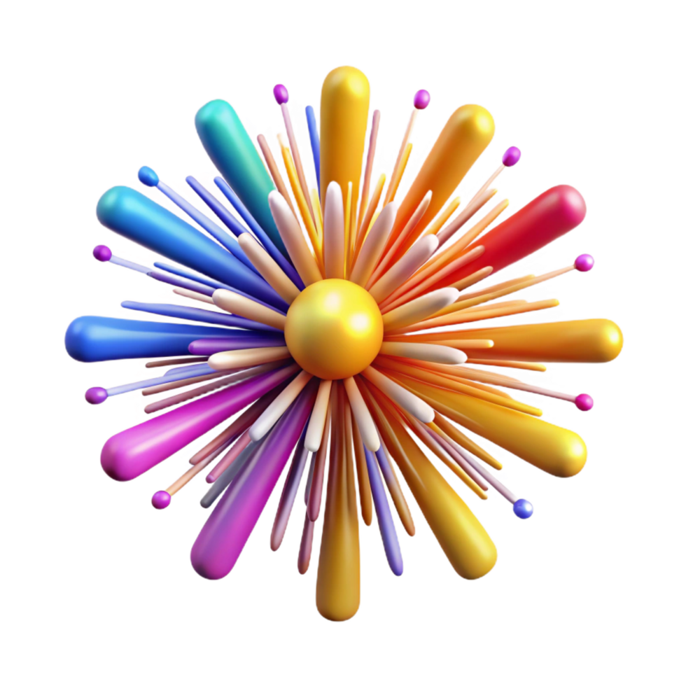 hypnotic tranquil retro A dynamic, exploding firework of colorful particles. NO BACKGROUND with Transparent Background. masterfully captured png