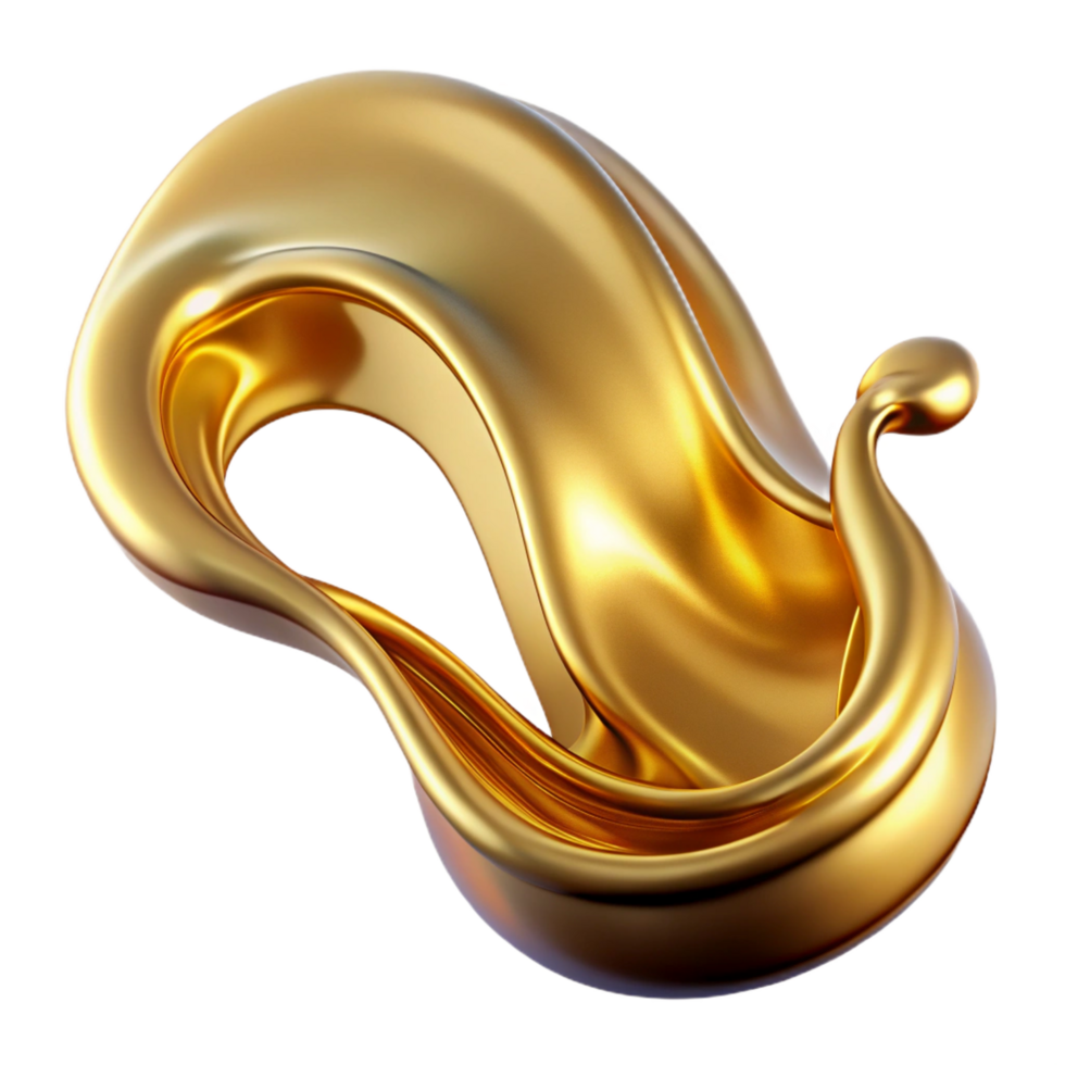 celebrated bohemian A flowing, abstract liquid stream in metallic gold. NO BACKGROUND with Transparent Background. elite png