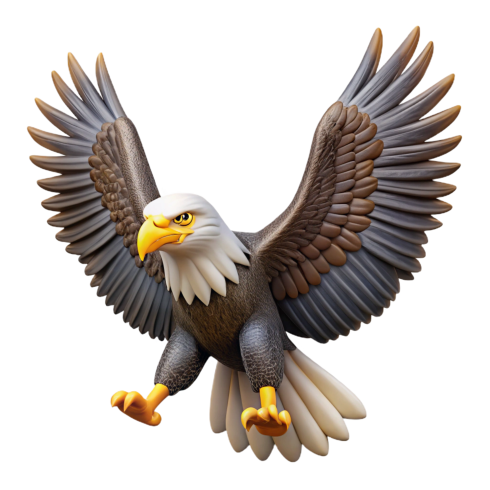 vibrant sought-after A majestic bald eagle with spread wings, NO BACKGROUND with Transparent Background. png